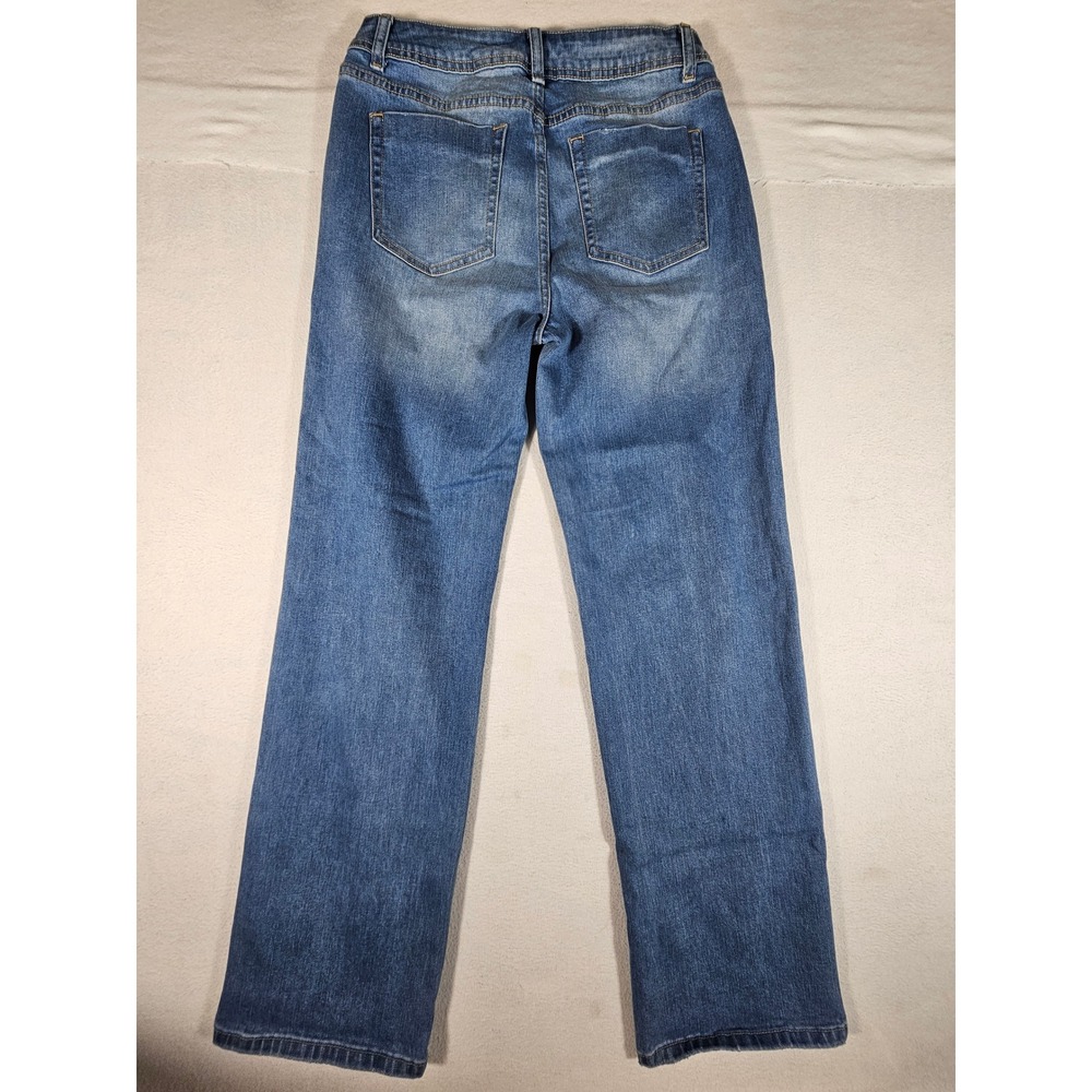 Flamingals Womens High Waisted Wide Leg Jeans Medium Wash Blue Size S 80292 - Picture 8 of 9